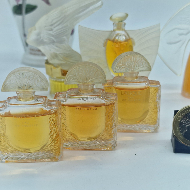Collection of 6 Lalique Miniature Perfume Bottles - French Crystal