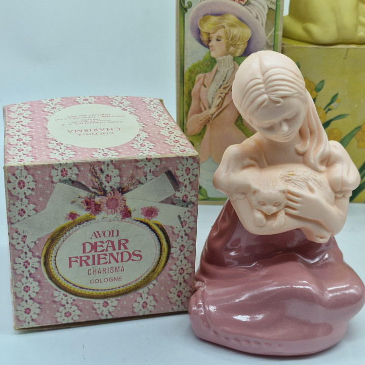 Set van 4 Vintage Avon Parfumflessen - Figuratieve Keulen Flacons met Originele Dozen, Charisma en Promise of Heaven, Jaren 70