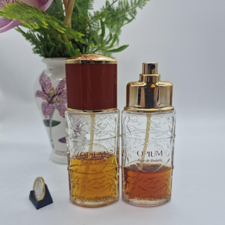 Lotto Profumo Vintage Yves Saint Laurent YSL Opium Eau de Toilette EDT Era Sanofi - 2 Flaconi 40ml Totale, Collezione Anni 90 S…