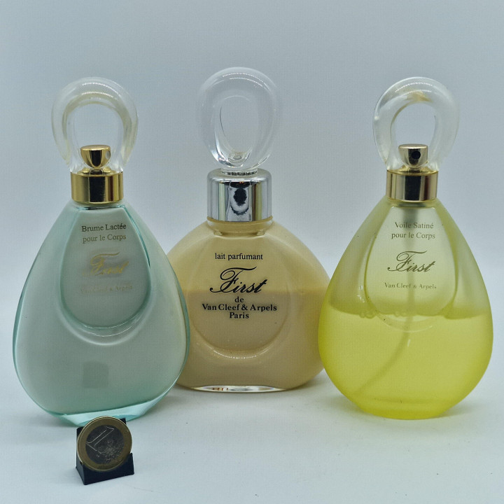 Coffret de Bain Vintage - Van Cleef & Arpels First, Lot de 3 Soins Brume Lait et Voile Corporel, Rare Collectible France 2000