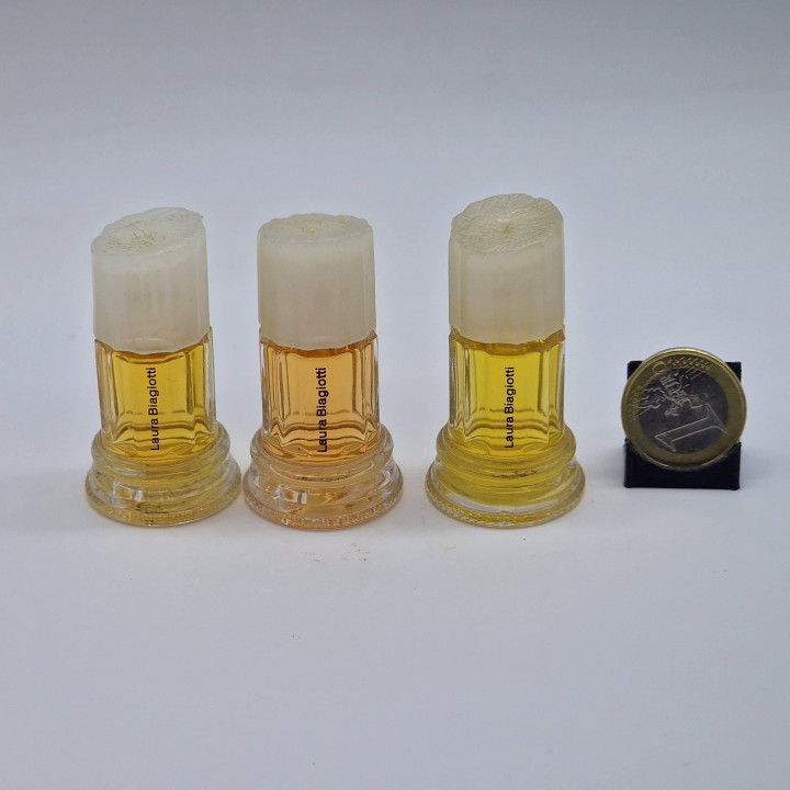 ヴィンテージ香水ミニチュア - ラウラ ビアジョッティ ローマ オードトワレ - 5ml 3本セット - 1990年代レア香水 コレクション用 ローマの柱ボトル