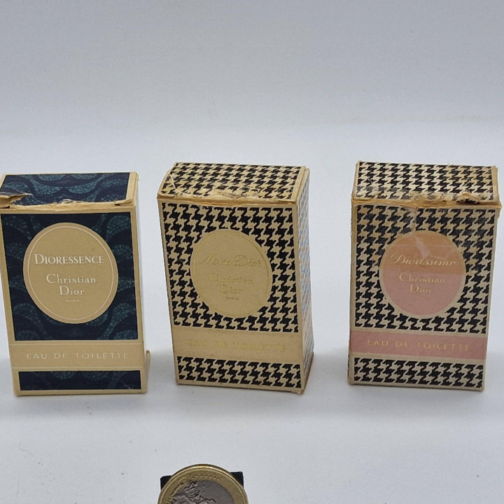 Set de 5 Miniaturas de Perfume Christian Dior 10ml, Miss Dior Diorissimo Diorella Dioressence Dior-Dior, Estuches Pata de Gallo…