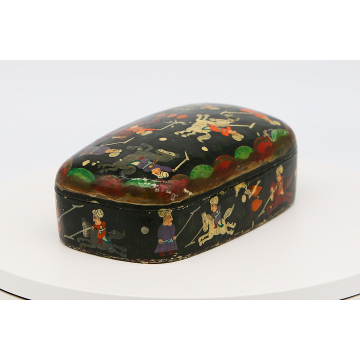Antieke Perzische Lakdoos - 19e Eeuwse Qajar Kunst