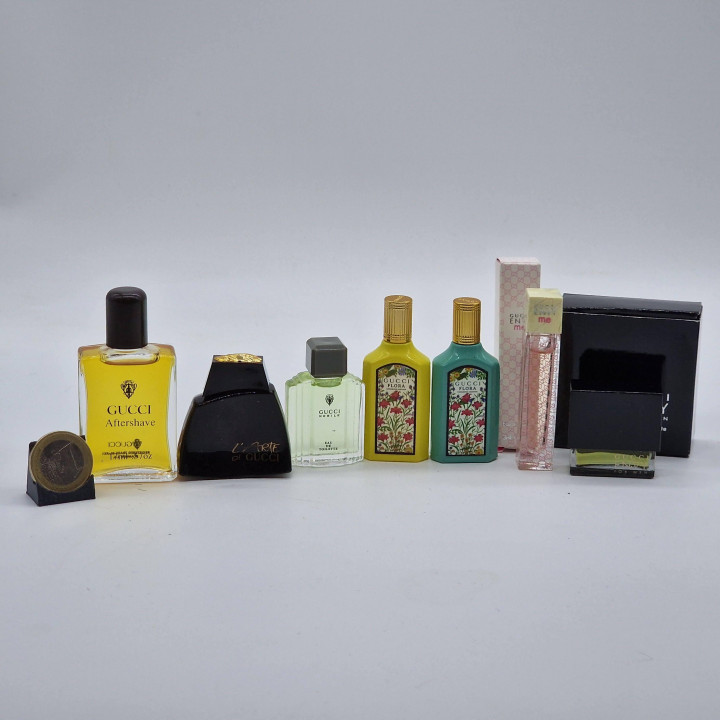 Gucci Perfume Miniatures Set, Vintage Fragrance Collectible Lot of 7 - Nobile, Envy for Men, L'Arte di Gucci, Flora Gorgeous