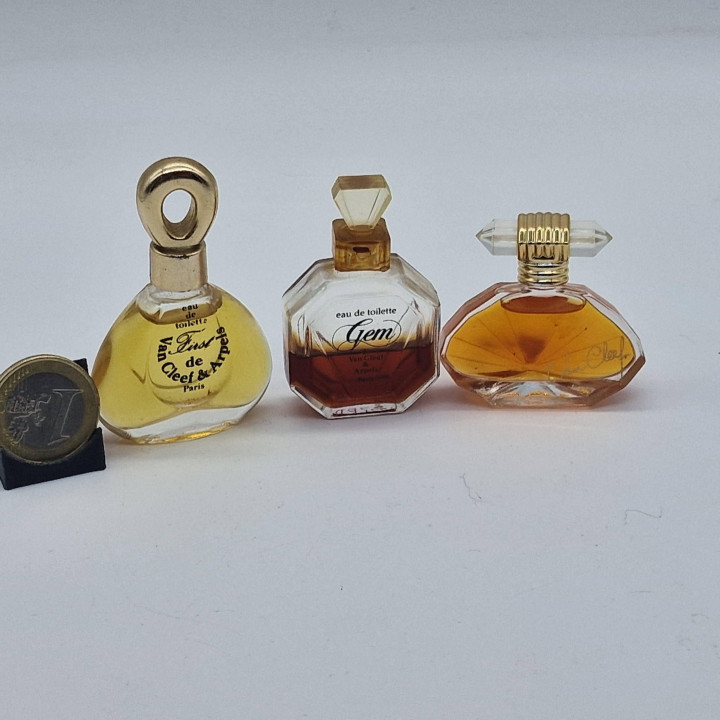 Lot 3 miniatures de parfum - Van Cleef & Arpels First, Gem et Van Cleef, flacons vintage de 5ml, collection France années 1970-…
