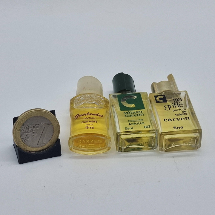 フランス製ヴィンテージ ミニチュア香水 3本セット カルヴェン パリ Ma Griffe Vetiver Guirlandes オードトワレ パルファム レア 1980年代 コレクターアイテム 古い香水瓶
