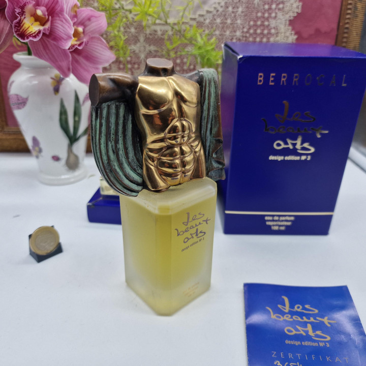 Flacon Parfum Sculpture Miguel Berrocal Les Beaux Arts Édition 3, Verre d'Art Vintage 1992, Édition Limitée de Collection 100ml