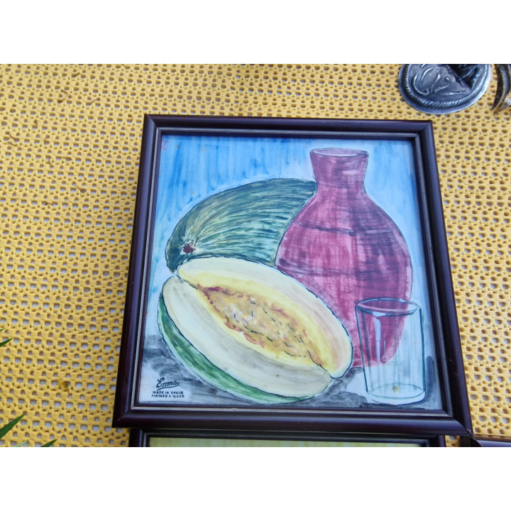6 Vintage Spanish Ceramic Tiles - Enma Workshop 1960s