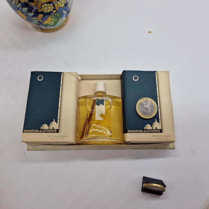 Parfum en Zeep Cadeauset - Vintage Myrurgia Maderas de Oriente 25ml met Sandelhout, Mid-Century Art Deco Verzamelaars Set Cosme…