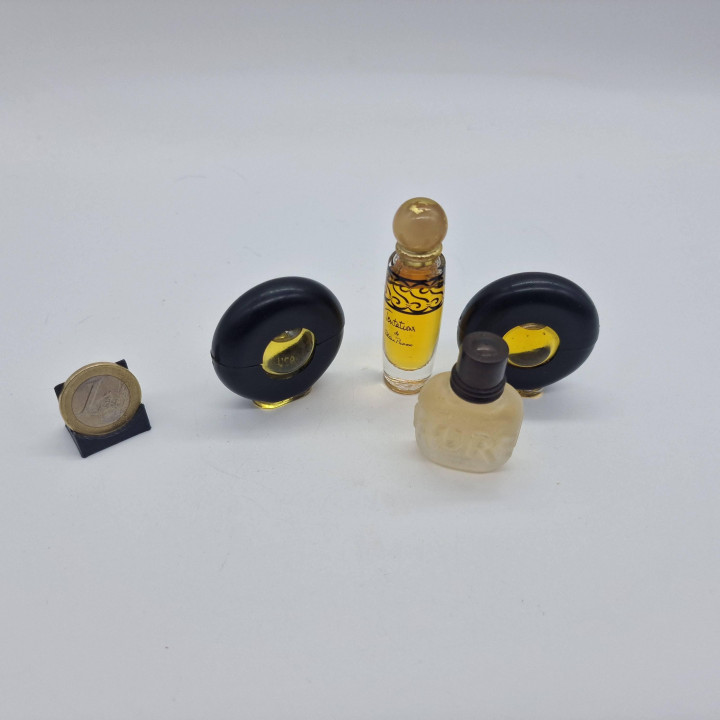 ヴィンテージ ミニチュア香水 4本セット パロマピカソ モン パルファム タンタシオン と ジルサンダー ピュア ガラス製 ミニボトル コレクター向け 1980年代