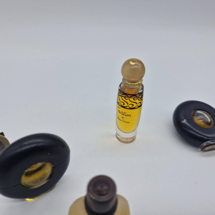 Lote de 4 Miniaturas de Perfume Vintage - Paloma Picasso Mon Parfum, Tentations y Jil Sander Pure, Botellas de Vidrio Coleccion…