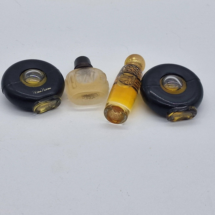 ヴィンテージ ミニチュア香水 4本セット パロマピカソ モン パルファム タンタシオン と ジルサンダー ピュア ガラス製 ミニボトル コレクター向け 1980年代