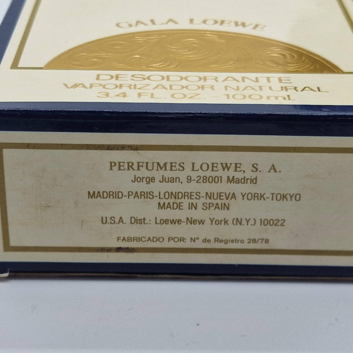 Gala Loewe Déodorant Parfumé Vintage 100ml, Spray Vaporisateur avec Boîte d'Origine, Parfum de Collection Espagne 1990