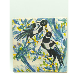Piastrella in ceramica portoghese dipinta a mano - Gazze (1960)