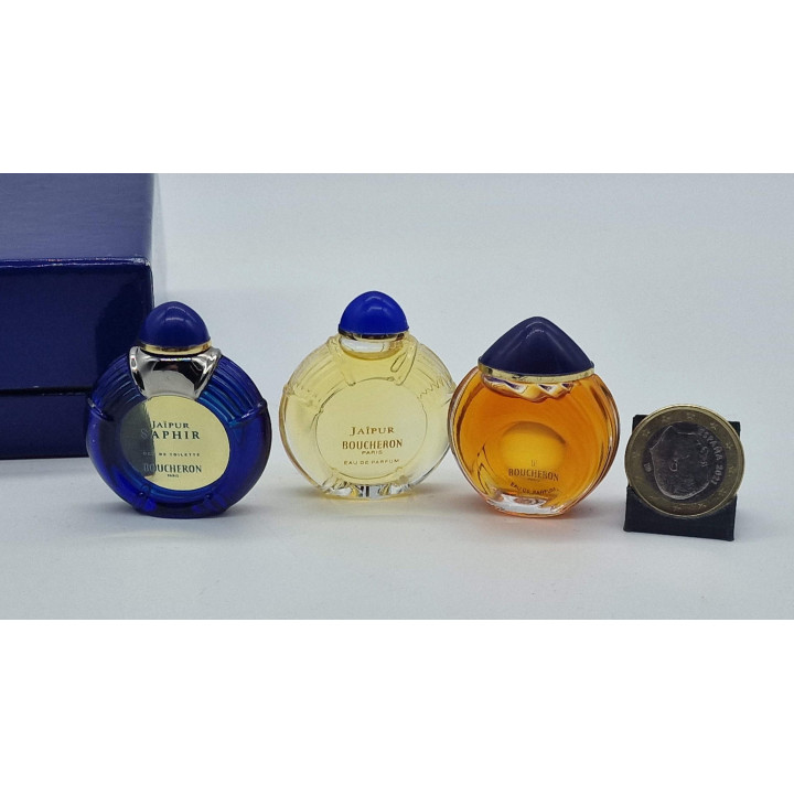 ヴィンテージ香水ミニチュアセット ブシュロン パリ ラ コレクション ジュワイヨ 3 x 5ml ボトル ジャイプールとジャイプールサファイア EDP EDT フランス製 ミニ香水 希少なコレクターズアイテム 2000年代製