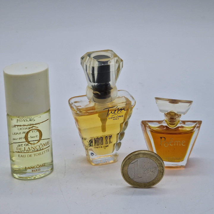 Vintage Lancome Perfume Miniature Set of 3 - Poeme, Tresor, O de Lancome Fragrances, Collectible French Parfums, 1990s Era Bott…
