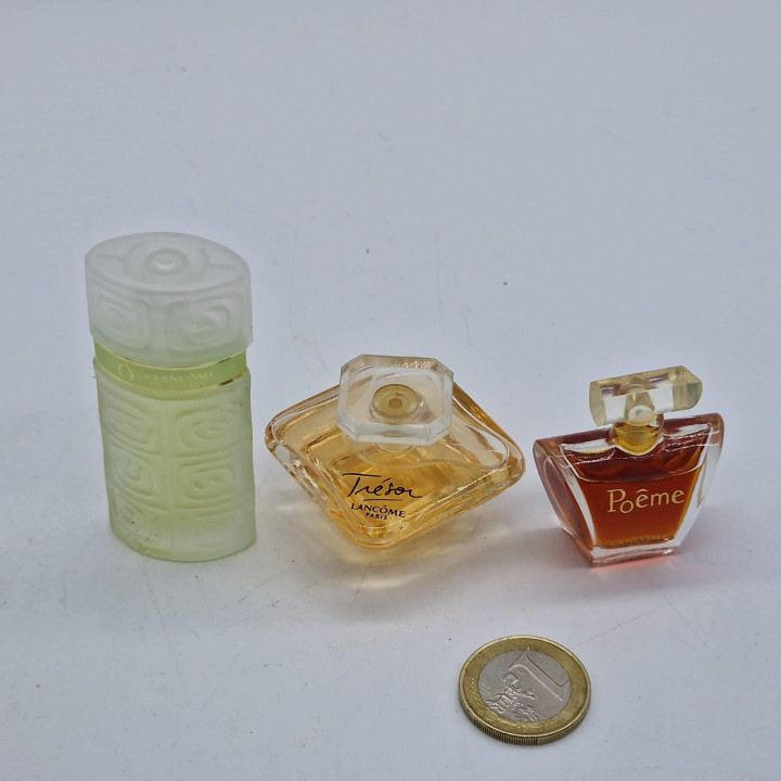 Vintage Lancome Parfum Miniatur Set 3-teilig - Poeme, Tresor, O de Lancome, Sammlerstuecke Franzoesische Duefte, Flakons 90er