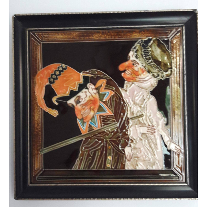 Maw & Co Punch and Judy Ceramic Tiles, 1970s Set of 3