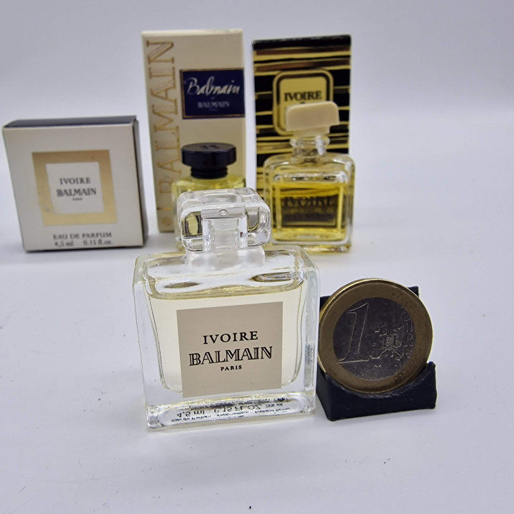 Coffret 3 Miniatures de Parfum Vintage Pierre Balmain, Ivoire et Balmain pour Homme avec Boîtes, Collection Années 80 et 90
