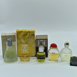 Vintage Parfum Miniaturen Set Loewe Aire, Agua, Aura, L en Pour Homme, Collectie Mini Fragrances 5ml met Doosjes, Zeldzaam Verz…