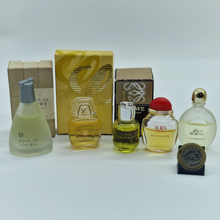 Lot de Miniatures de Parfum Loewe Vintage Aire, Agua, Aura, L et Pour Homme, Collection Fragrances 5ml avec Boites, Cadeau Coll…