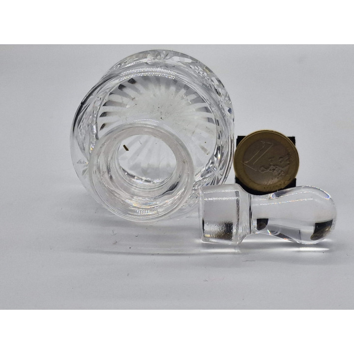 Botella de Perfume de Cristal Tallado Vintage - Frasco de Fragancia Art Déco con Tapón Esférico, 50ml, 9cm, Patrón de Diamante,…