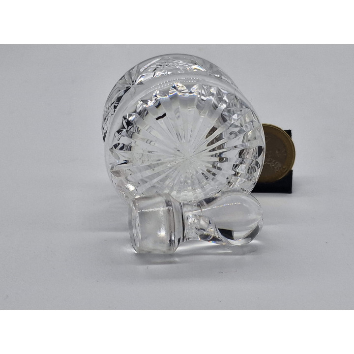 Botella de Perfume de Cristal Tallado Vintage - Frasco de Fragancia Art Déco con Tapón Esférico, 50ml, 9cm, Patrón de Diamante,…