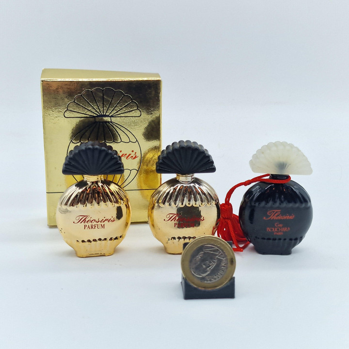 Lot de 3 Miniatures de Parfum Vintage Guy Bouchara Paris - Théosiris 5ml - Art Déco Français Années 1980, Flacons de Collection…