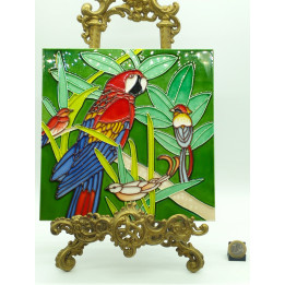 Keramikfliese Roter Ara (20x20 cm) - 1970er Jahre Spanien