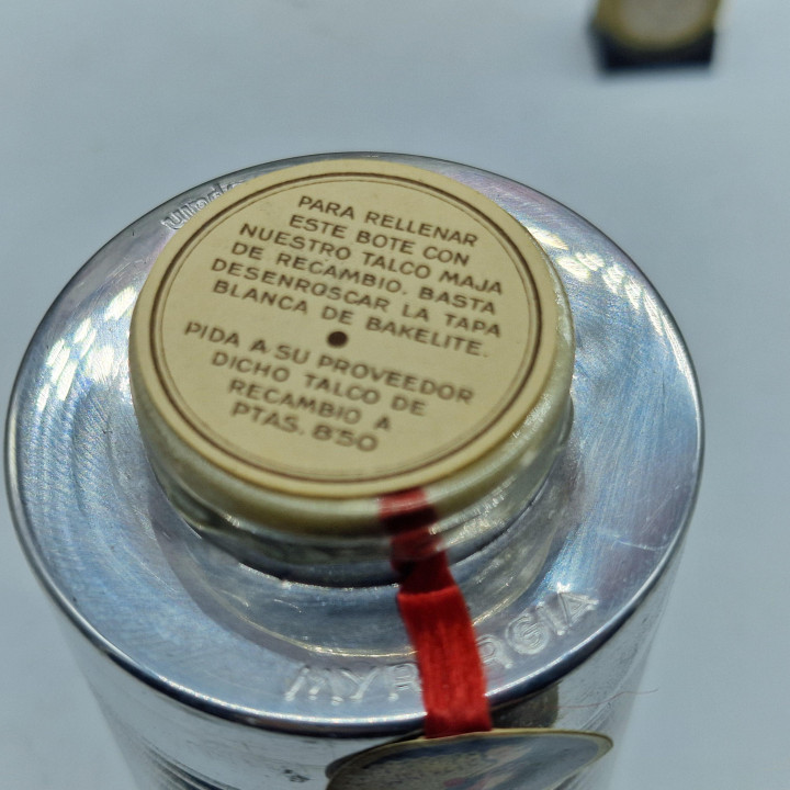 Talco Vintage Maja Myrurgia, Lata de Talco Selada - Alumínio e Baquelite Espanha Anos 50 Cosmética de Coleção Decoração de Pent…