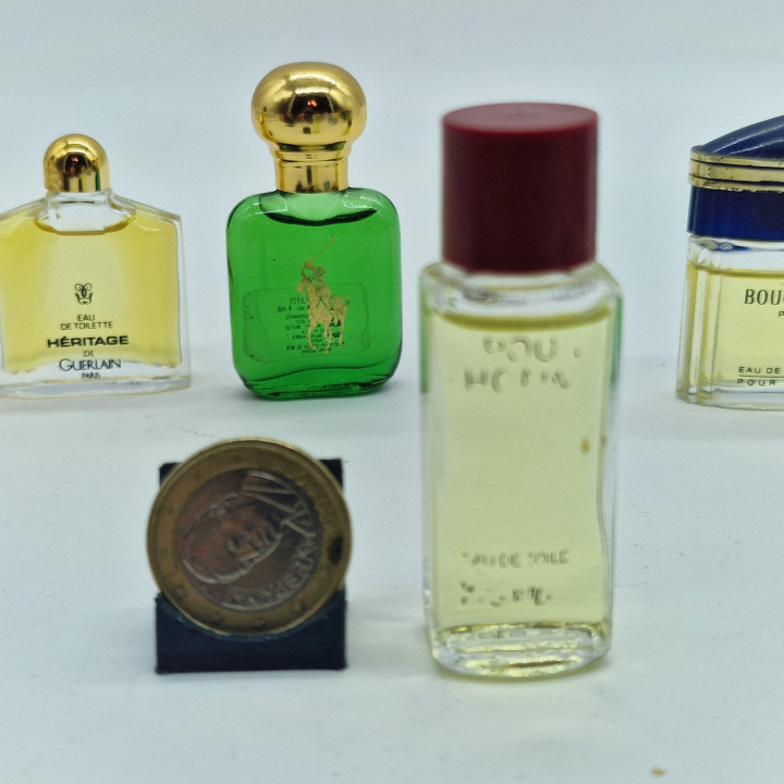 Lote 5 Miniaturas Perfume Homem Vintage, Chanel Egoiste, Guerlain Heritage, YSL, Polo, Boucheron, Fragrancias de Colecao Anos 8…