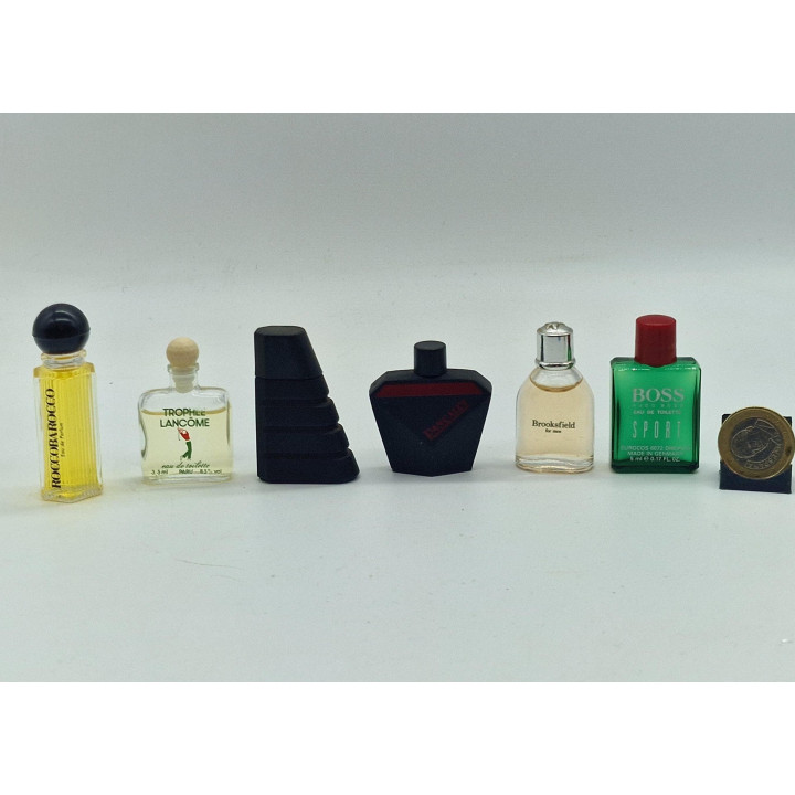 ヴィンテージ香水ミニチュア6本セット ボススポーツ ランコム ロッコバロッコ ニコス 1980年代 レトロ コレクター向けメンズ・レディース希少フレグランス 昭和レトロ