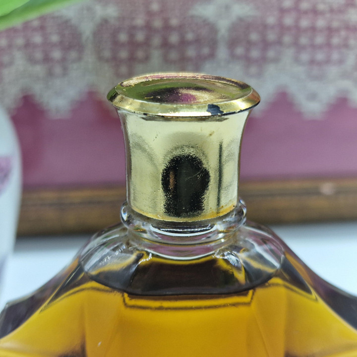 Vintage Perfume Bottle Myrurgia Embrujo de Sevilla 200ml, Art Deco Glass and Gold Metal, 1940s Spain Rare El Aeroplano Collecti…