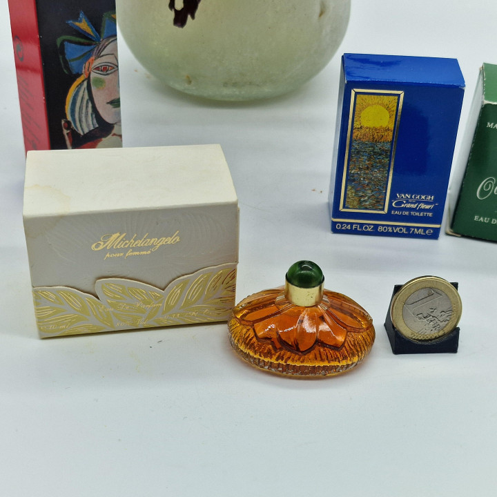 Zestaw 5 Miniatur Perfum Vintage, Michelangelo Chapeau, Shalom Judith Muller, Van Gogh, Maurella Zapachy Kolekcjonerskie, Lata…