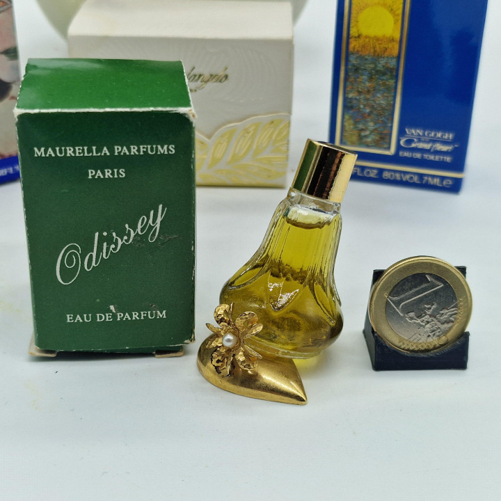 Zestaw 5 Miniatur Perfum Vintage, Michelangelo Chapeau, Shalom Judith Muller, Van Gogh, Maurella Zapachy Kolekcjonerskie, Lata…