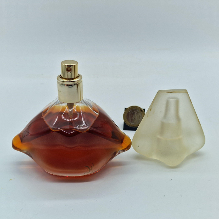 Vintage Salvador Dali Parfum Flakon, Aphrodite Lippen und Nase Skulptur Flasche, 100ml Spray, Sammlerstück Kunst der 1980er Jah…