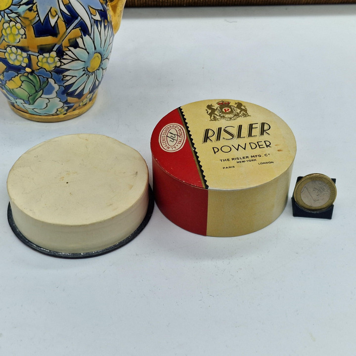 1920s Art Deco Gezichtspoeder Risler Neibbo Alaska, Ongeopende Volle Doos Vintage Cosmetica, Poederdoos Museum Verzamelobject
