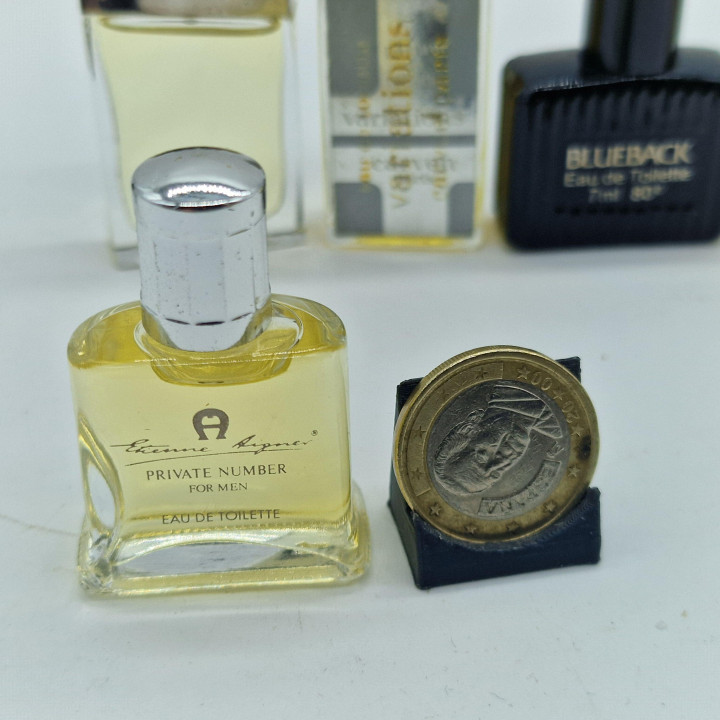 Set of 6 Vintage Men Mini Perfume Bottles - Salvatore Ferragamo, Etienne Aigner, Carven, Morris Blueback, L'Inizio - 1990s Colo…