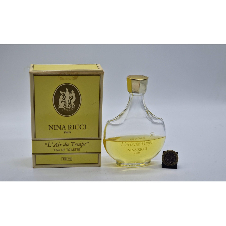 Parfum Vintage Nina Ricci L'Air du Temps EDT, Flacon Lalique 100ml Reste 50ml, Fragrance de Collection des Années 1980 avec Boî…
