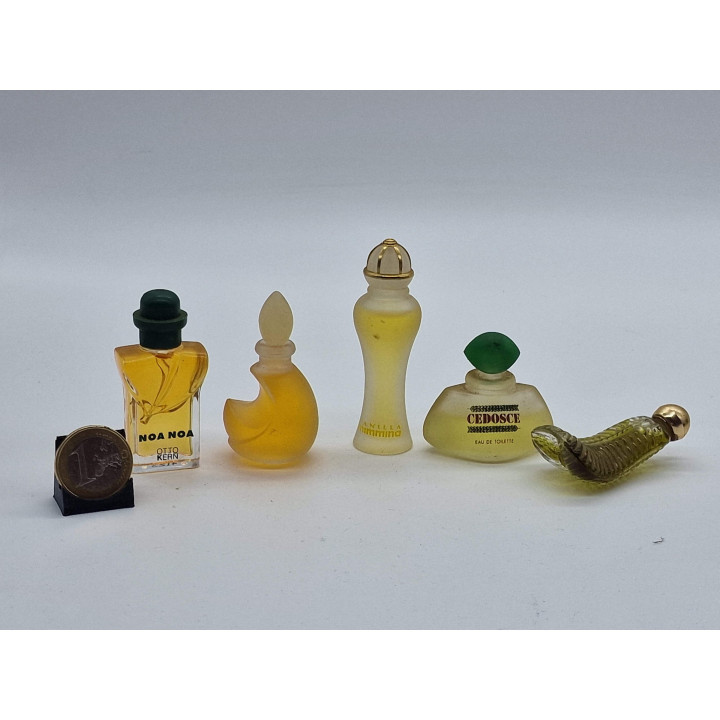 Miniatura de Perfume Vintage Frasco de Fragancia, Otto Kern Noa Noa, Mimmina Vanilla, Cedosce, Fortune Duck, 5ml Colección, 1990