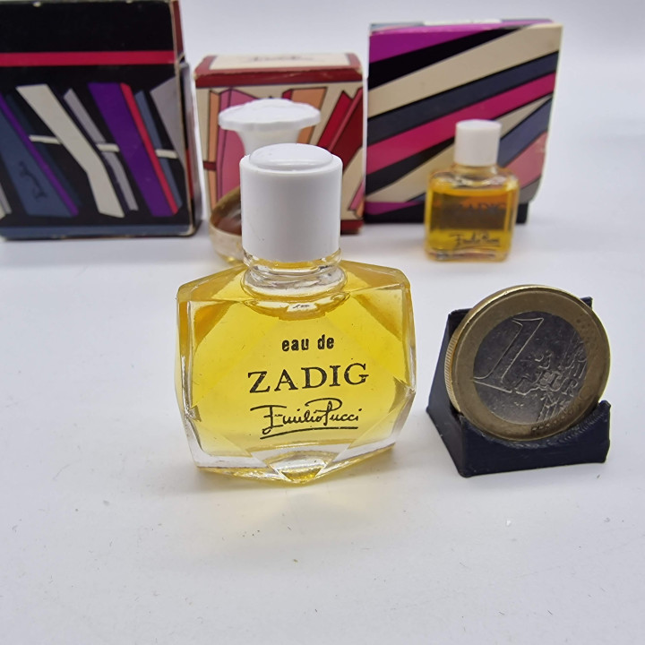 Lot de 3 Miniatures Parfum Vintage Emilio Pucci, Flacons Zadig et Miss Zadig de Collection avec Boîtes Originales Géométriques,…