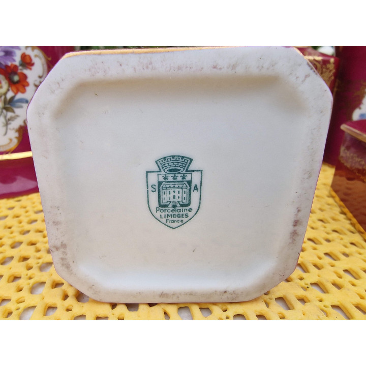 Juego de Tocador de Porcelana de 7 Piezas, Limoges con Espejo y Cepillo Inglés, Decoración de Tocador Floral y Oro, Vintage Año…