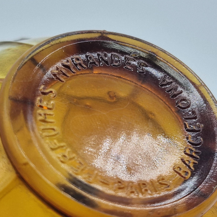 Флакон для духов Арт Деко Винтажная бутылочка, Mirandes Париж Барселона, Граненое стекло Соты, Коллекционный туалетный прибор 1…
