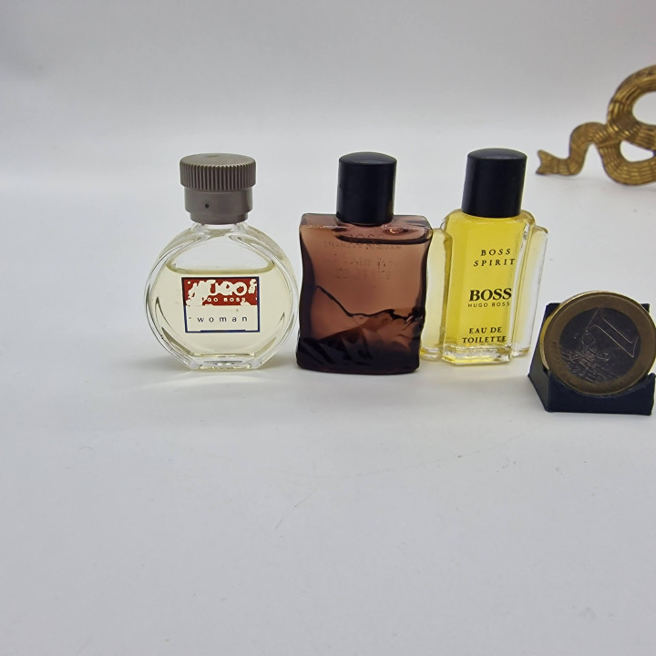 Zestaw Miniatur Perfum i Mini Zapachy Vintage, Hugo Boss Spirit, Elements, Hugo Woman, Zestaw 3 x 5ml, Lata 90 Kolekcjonerskie