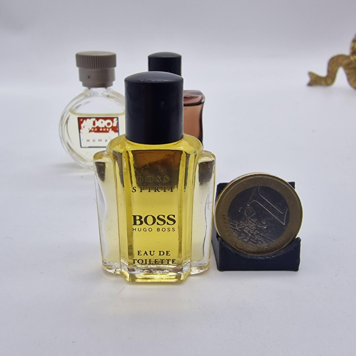 Zestaw Miniatur Perfum i Mini Zapachy Vintage, Hugo Boss Spirit, Elements, Hugo Woman, Zestaw 3 x 5ml, Lata 90 Kolekcjonerskie