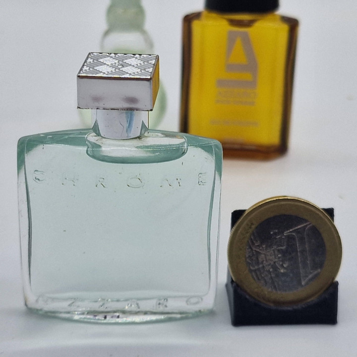 Set van 3 Vintage Parfum miniaturen, Loris Azzaro Chrome en Pour Homme, 5ml Verzamelbare Geuren, Glazen Flesjes uit de Jaren 90