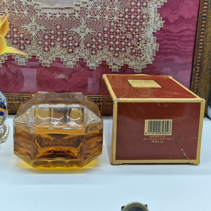Woda Kolońska Vintage Joya Myrurgia 390ml - Rzadkie Perfumy z Lat 80 Hiszpania - Flakon ze Szkła Szlifowanego z Oryginalnym Pud…