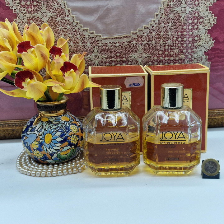 Vintage Woda Kolońska Joya Myrurgia Perfumy, Flakon z Pudełkiem, 100ml z 200ml, Lata 90 Hiszpański Kolekcjonerski Unikat Rzadki