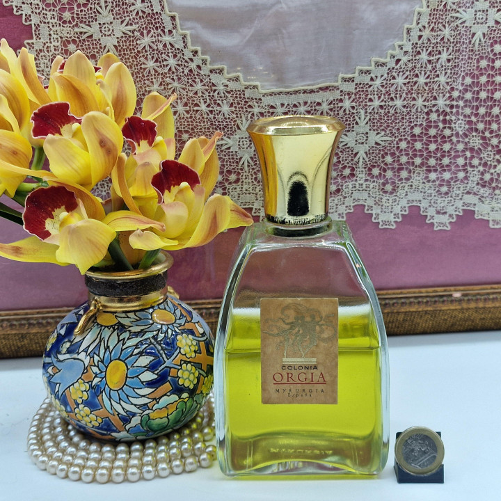 ヴィンテージコロン 香水 - ミルルギア オルギア Myrurgia Orgia - 大型ガラス瓶 ボトル 390ml 残量70% - 1970年代 スペイン製 希少 コレクター向け ビンテージ 飾りボトル