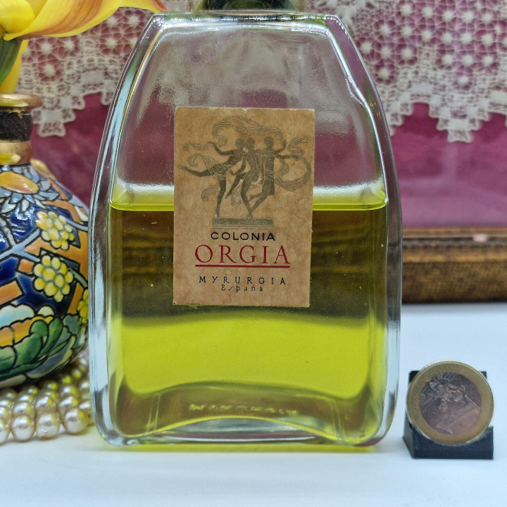 ヴィンテージコロン 香水 - ミルルギア オルギア Myrurgia Orgia - 大型ガラス瓶 ボトル 390ml 残量70% - 1970年代 スペイン製 希少 コレクター向け ビンテージ 飾りボトル